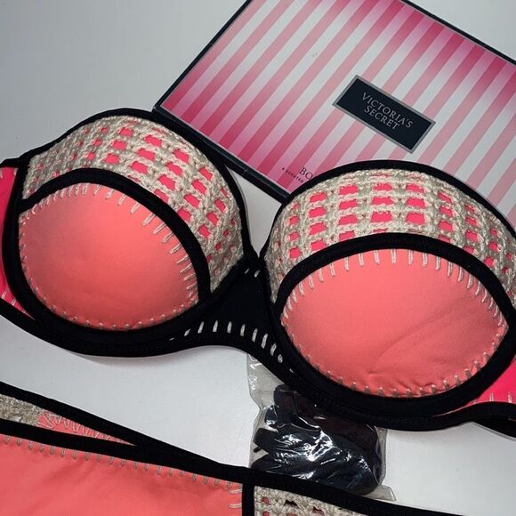 🔥🏖VICTORIA SECRET  swimsuit The Fabulous/push-up  cheeky  New - Picture 2 of 8